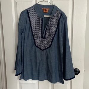Tory Burch denim long sleeved tunic size 8
